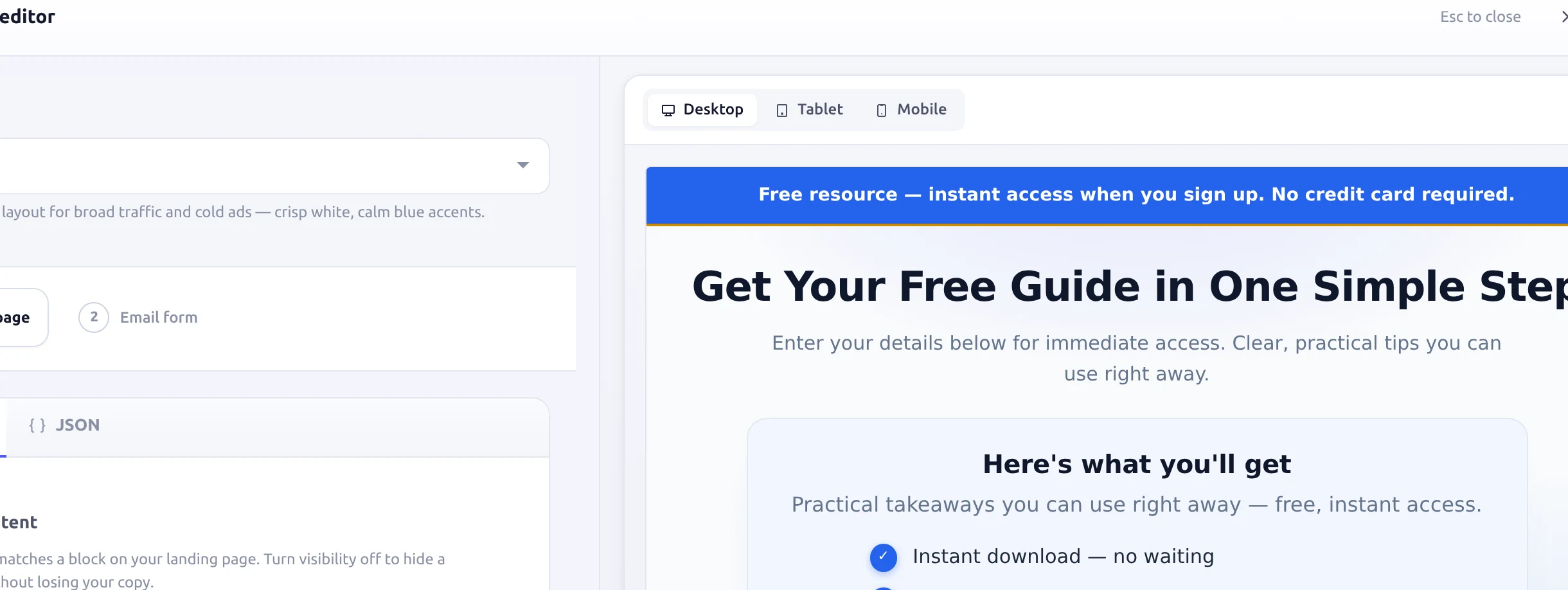 Design & page with preview