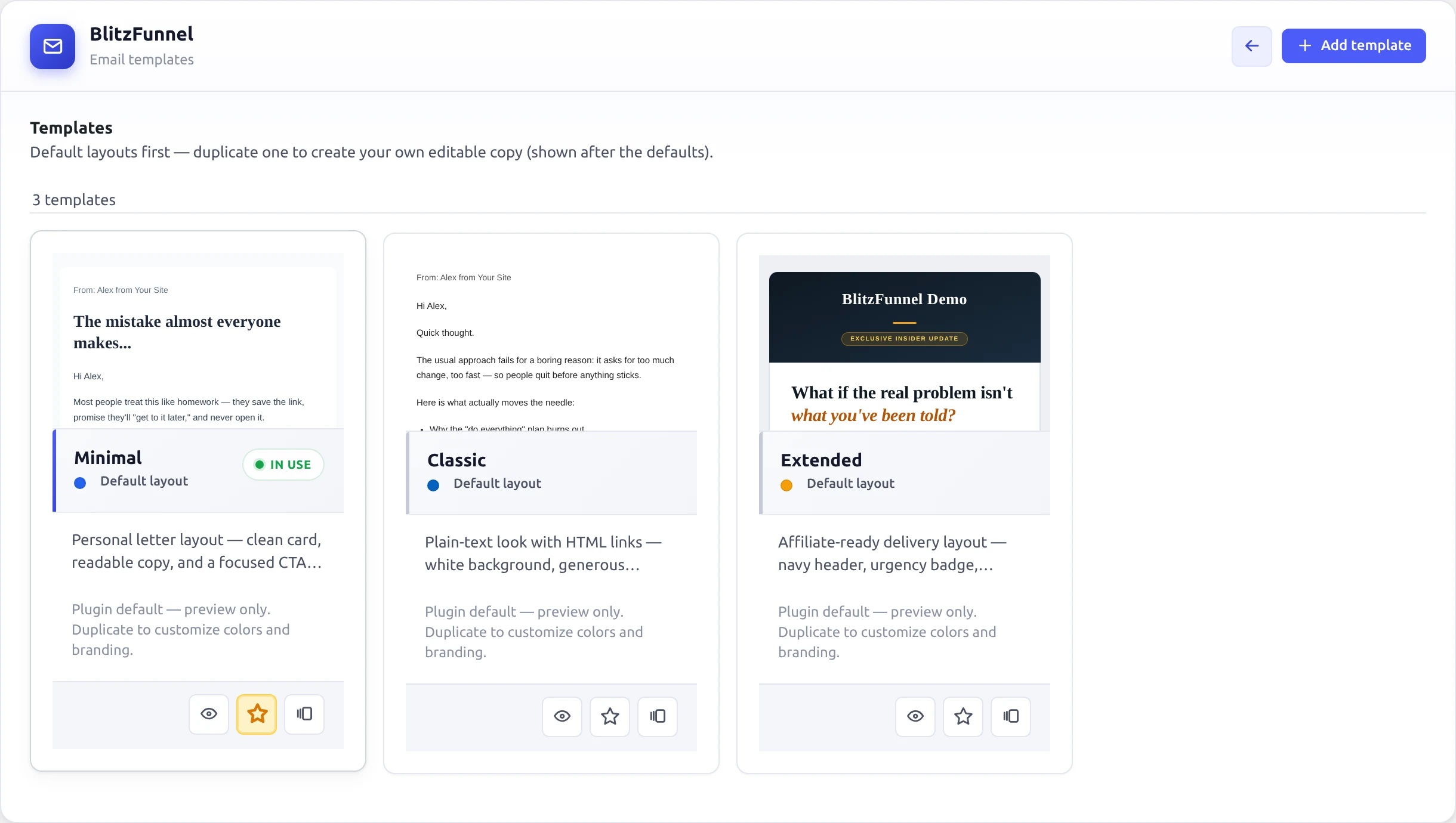 Email templates library