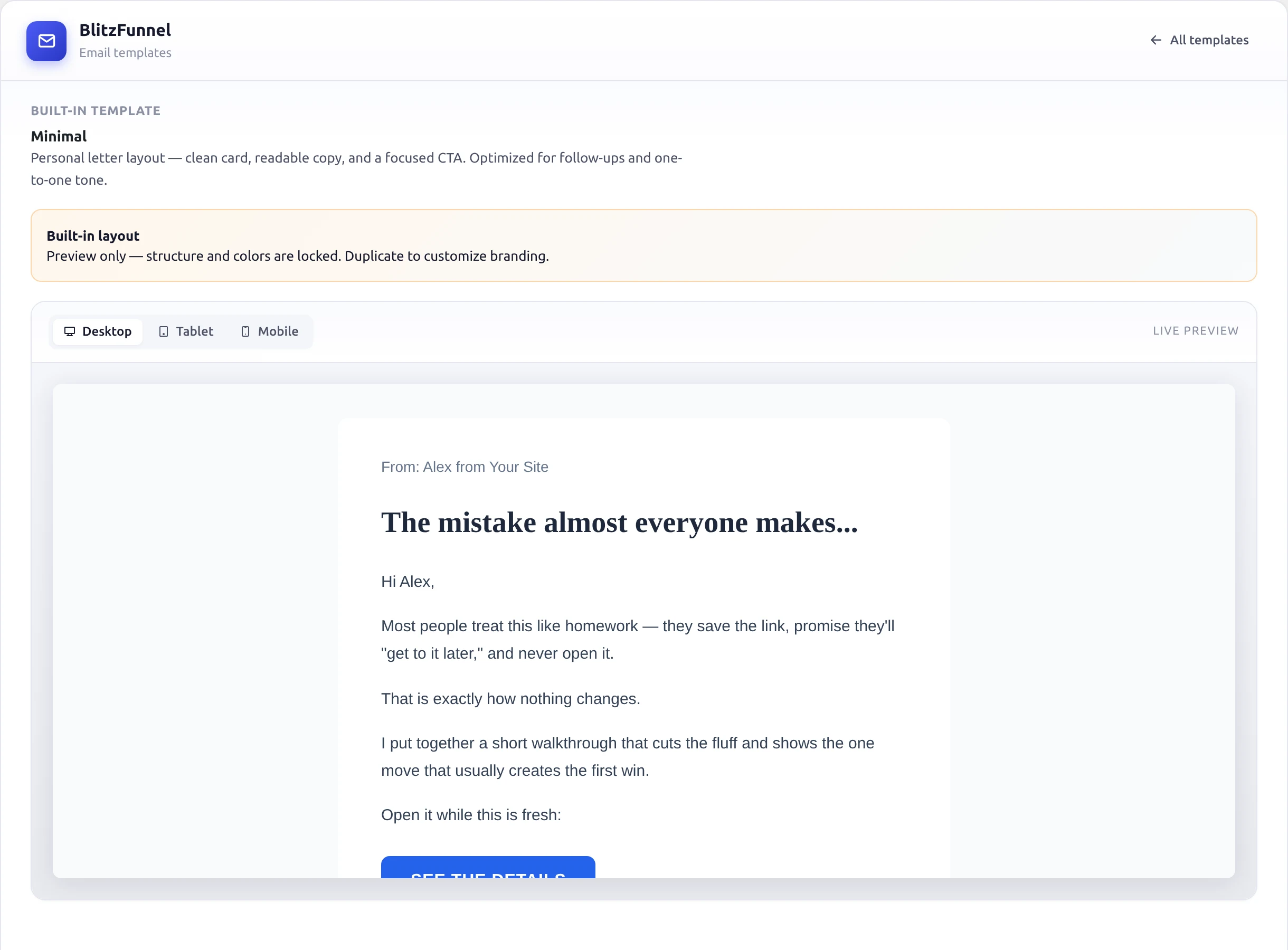 Email template editor