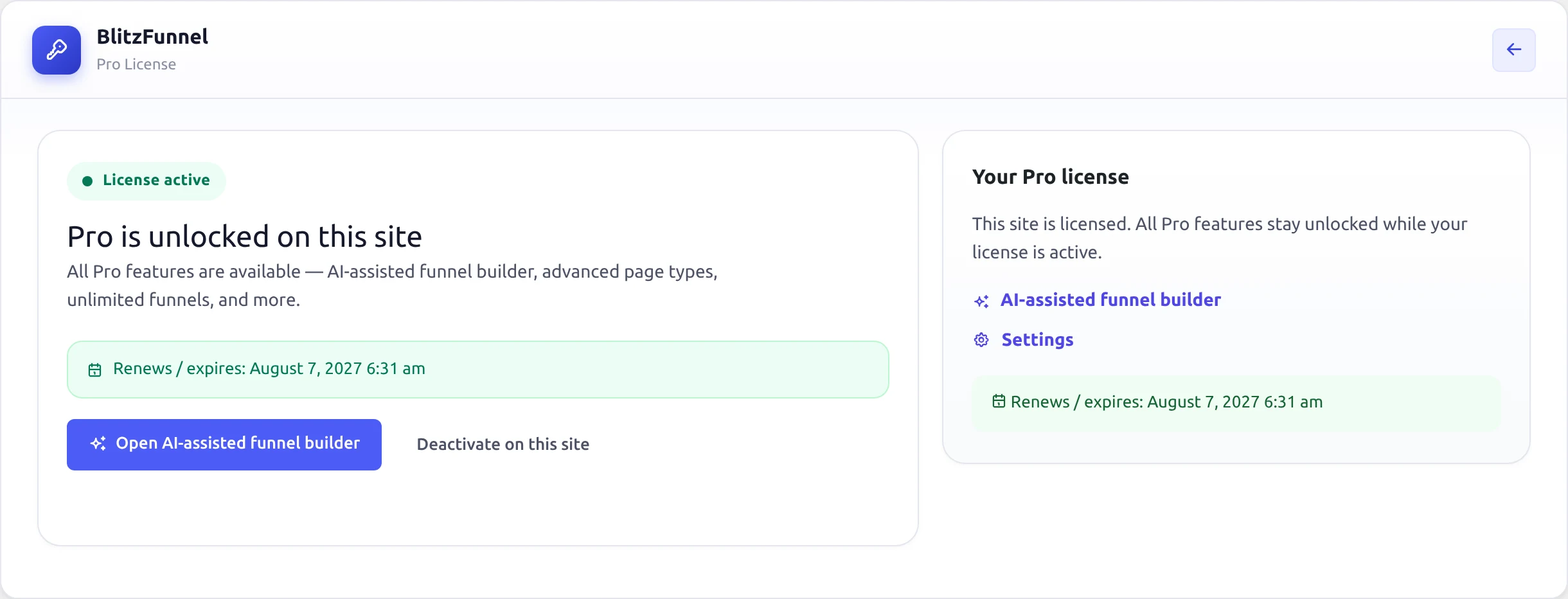 Pro License page