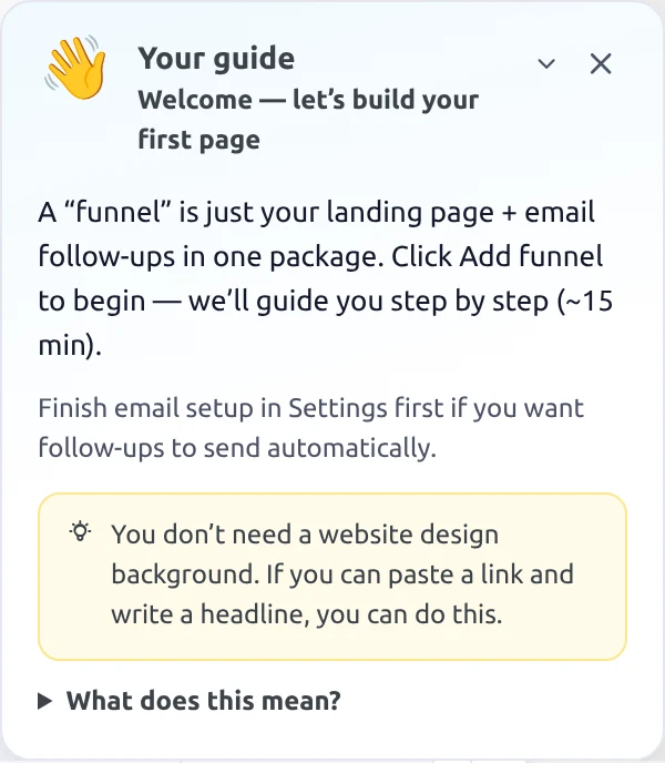 Your guide tips panel