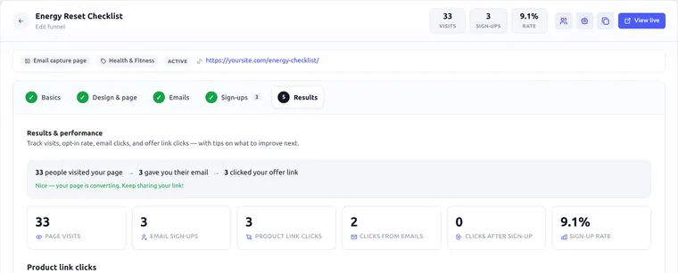 Funnel metrics and analytics