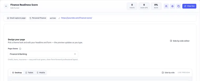 Calculator builder in funnel editor