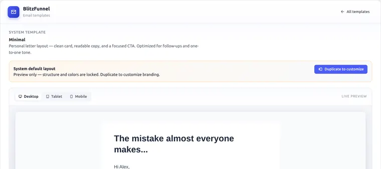 Email template design editor