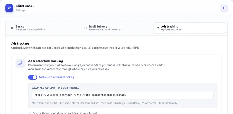 Ads tracking settings expanded